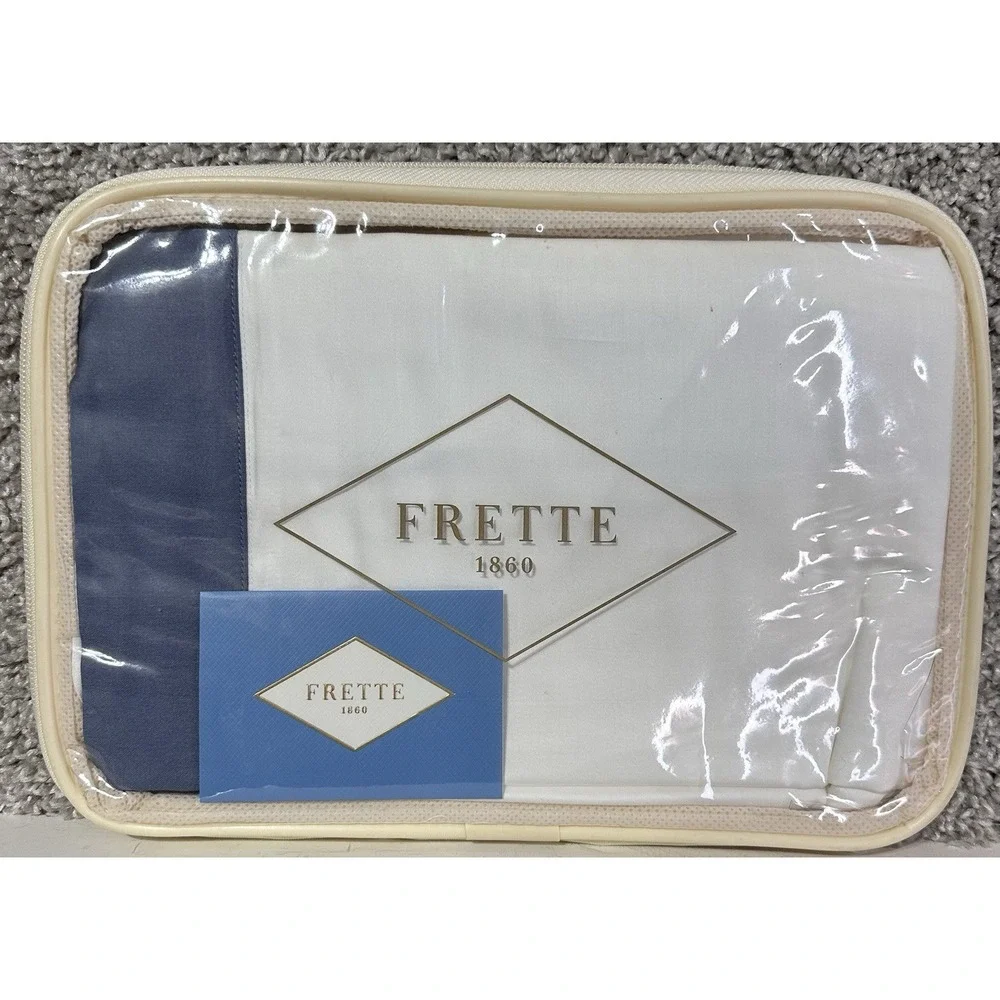 Frette Flying King Sham Milk GrisBlu White‎ Blue 21x37 Cotton Italy